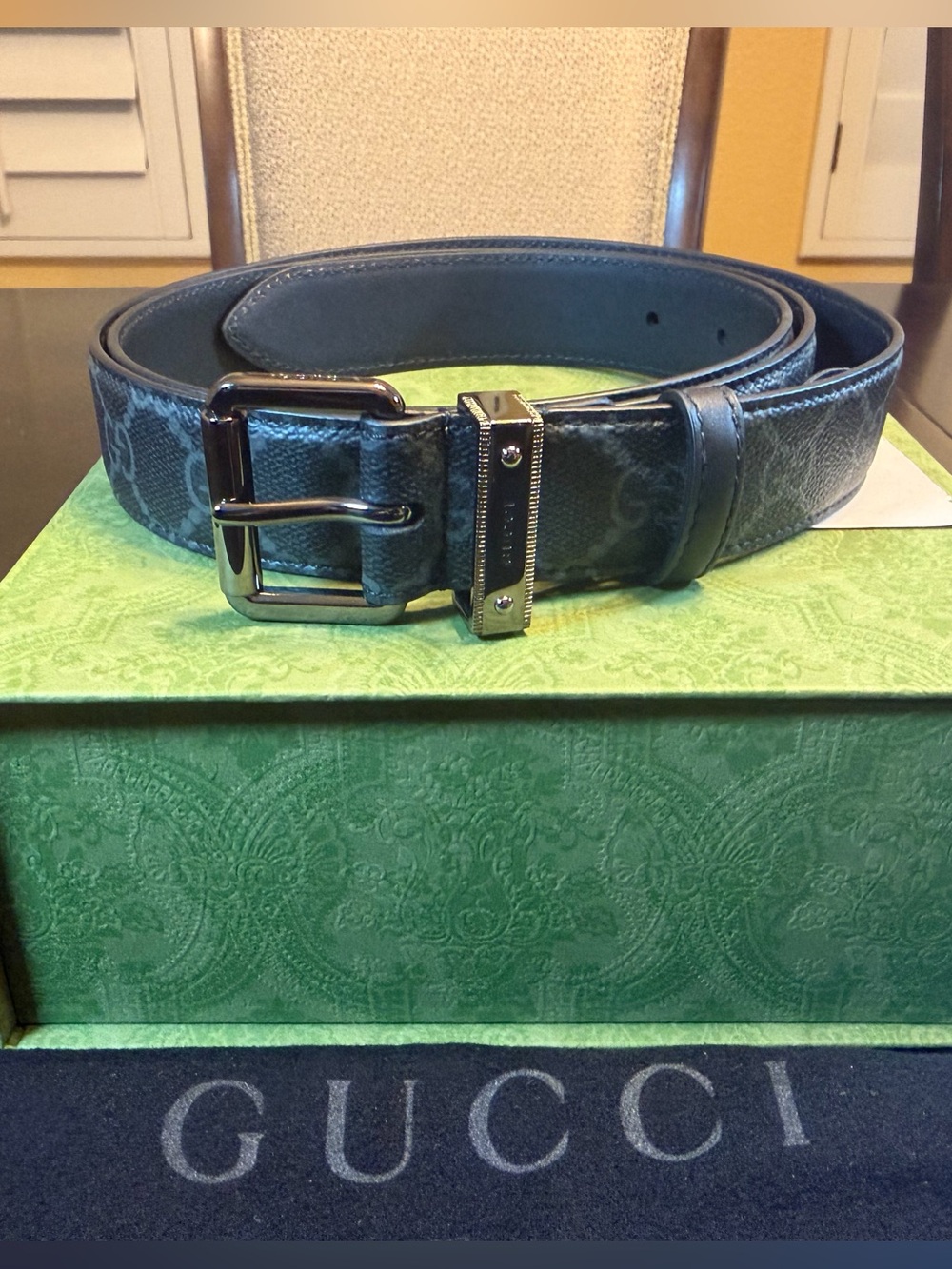 New Authentic Gucci GG Supreme Logo Belt Black Size 44 / 110 cm Waist 40 - 44